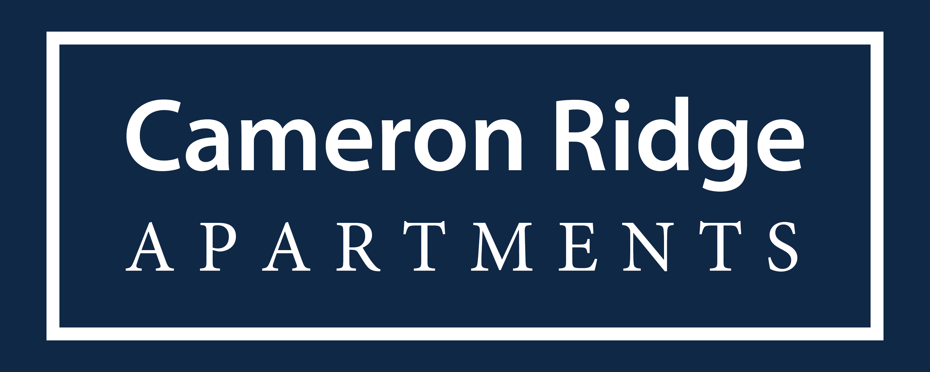 A blue sign that says Cameron Ridge Apartments.
